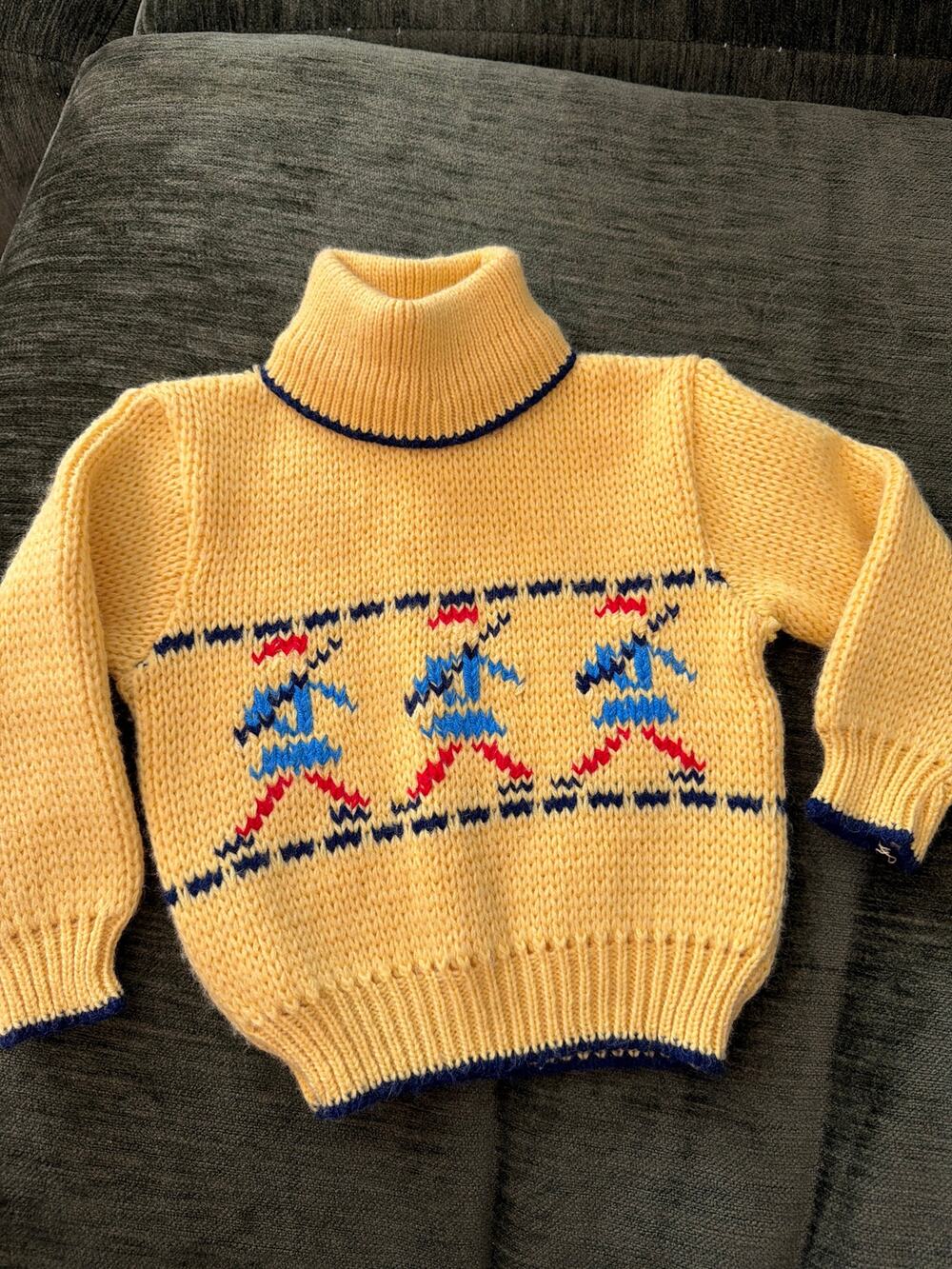 Vintage A Little Angel infant sweater yellow red blue